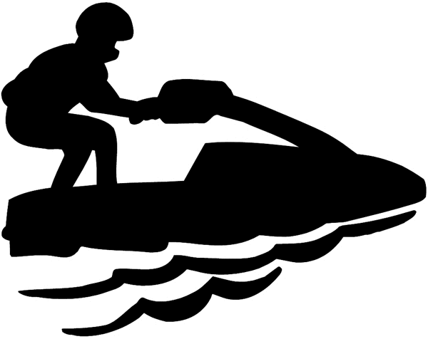 Man on jet ski silhouette vinyl sticker. Customize on line. Sports 085-1245